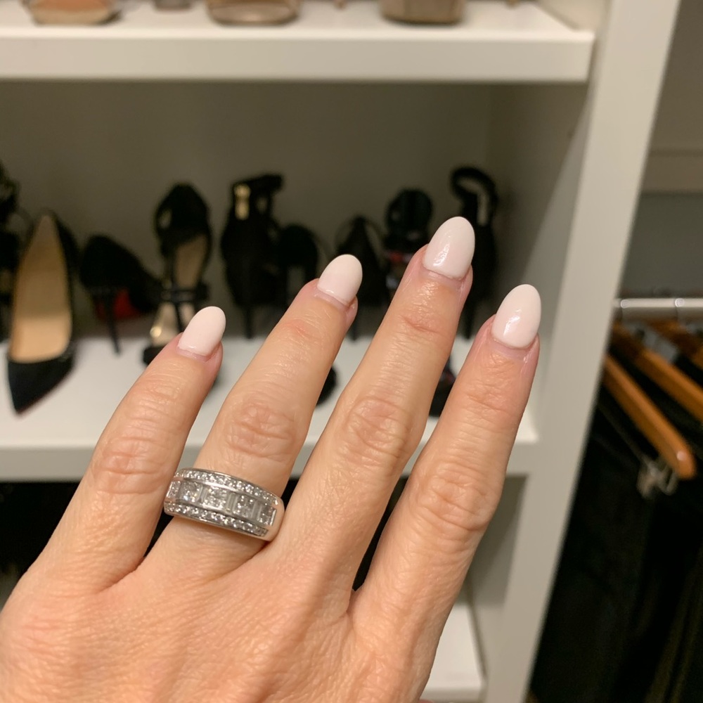 Wide Diamond Band- 14k White Gold- size 5